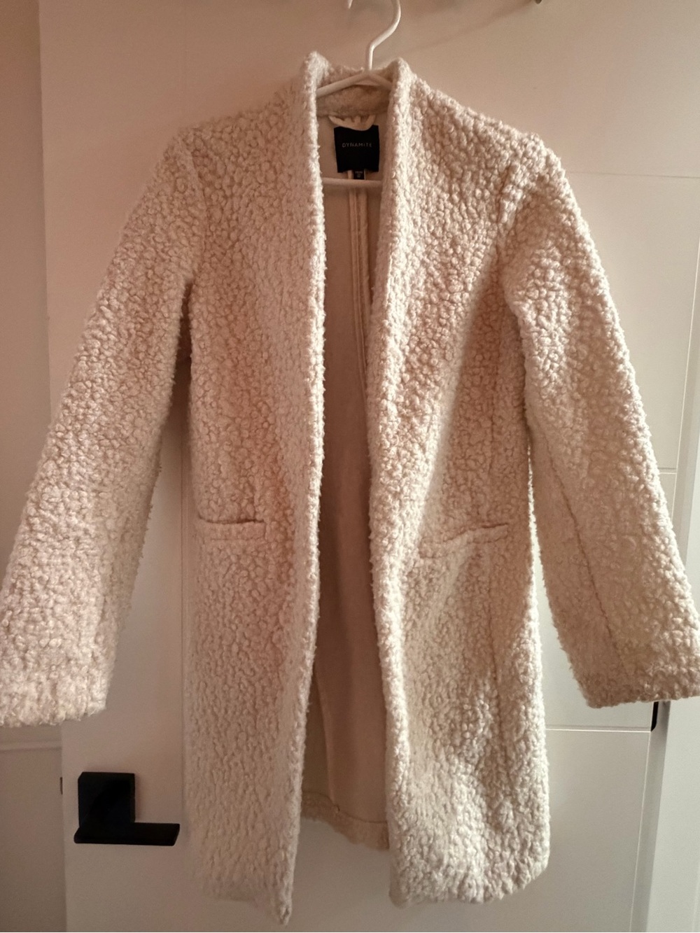 Dynamite Ivory Teddy Sherpa Open-Front Coat